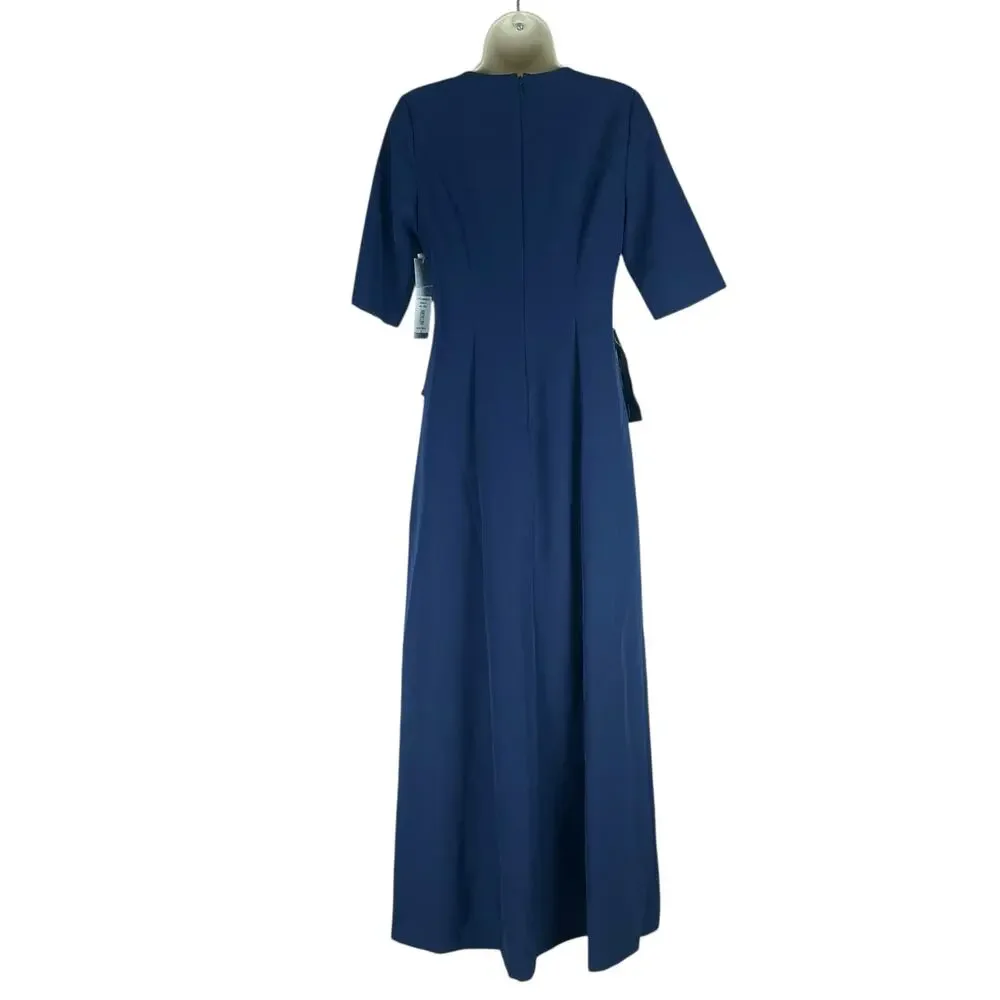 Kay Unger Davina Stretch Walk Thru Jumpsuit Midnight Blue Size 4